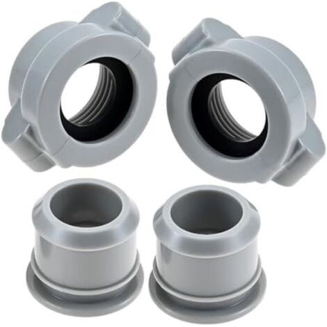 Lot de 2 raccords à vis pour tuyau d'eau de piscine et spa Coleman - En plastique avec rondelle en caoutchouc - Installation facile - Gris (1/4)