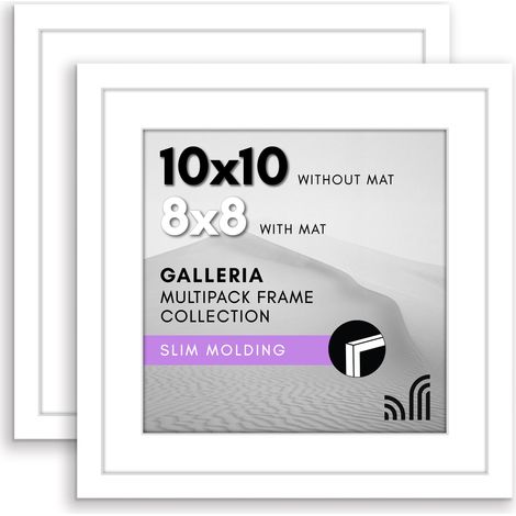 Lot de 2 cadres photo de 25,4 x 25,4 cm avec plexiglas poli – À utiliser comme passe-partout ou 25,4 x 25,4 cm sans passe-partout – Galerie pour table et décoration (1/5)