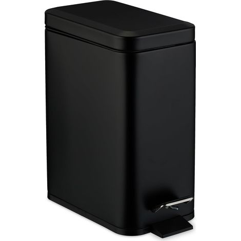 Poubelle de Salle de Bain, 5 litres, Seau intérieur Amovible, Acier Inoxydable Mat, Noire (1/5)