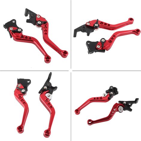 Paire de leviers de frein à tambour et d'embrayage moto en aluminium CNC, rouge (1/5)