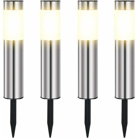 Lampe Solaire Exterieur, En Acier Inoxydable Solaire Exterieur Jardin LED éTanches IP65 Pour Le Patio, La Pelouse, Les Chemins Et Les Sentiers De La Cour De Jardin Blanc Chaud (4 Pièces) (1/2)