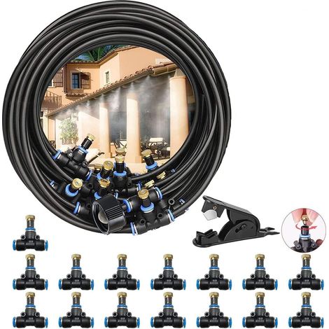 Brumisateur de jardin 23 m avec tuyau durable et buse amovible pour jardin, terrasse, trampoline, serre