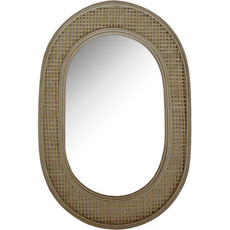 Miroir ovale 39x60 cm en bambou naturel