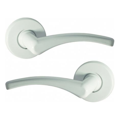 Ouvre&Déco – Poignées de porte EVA sur rosace ronde – Aluminium laqué blanc – Fonction bec de cane – Épaisseur de porte 36 à 42 mm (1/2)