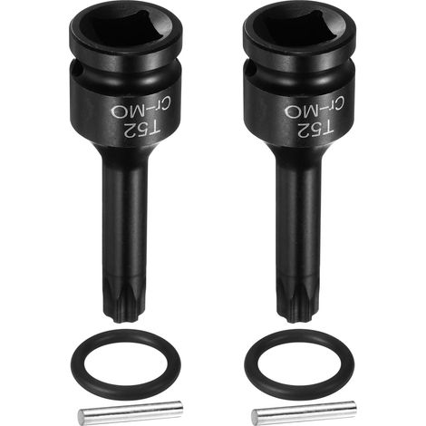 2 Pièces Douille Hexagonale À Choc, Douille Torx T52 1/2" Drive À 6 Pointes Acier CR-MO Avec Goupille Joint Torique Pour Perceuses Ateliers Garage Adaptateur (1/5)
