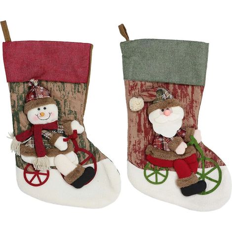 (SC) 2 sacs de Noël, Père Noël, chaussettes de Noël, décoration de sapin de Noël, chaussettes de Noël à suspendre, sac de Noël (1/2)