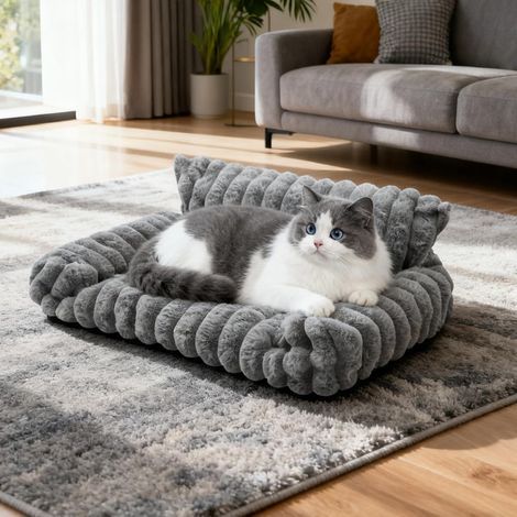 Dog and Cat Basket, Soft Cushion with Backrest, Removable Non-Slip Cover, Living Room Bedroom (1/5)