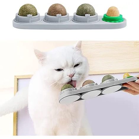 Catnip Balls Jouet pour chats rotatifs et gourmands, avec catnip naturel et balles adhésives (1/5)