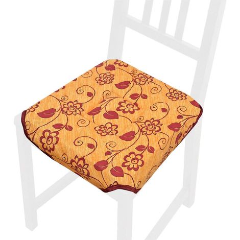 Cuscino Sedia Universale Cotone Lavabile Coprisedia Morbido Fiori Vettoriali 100% Made In Italy - Arancione