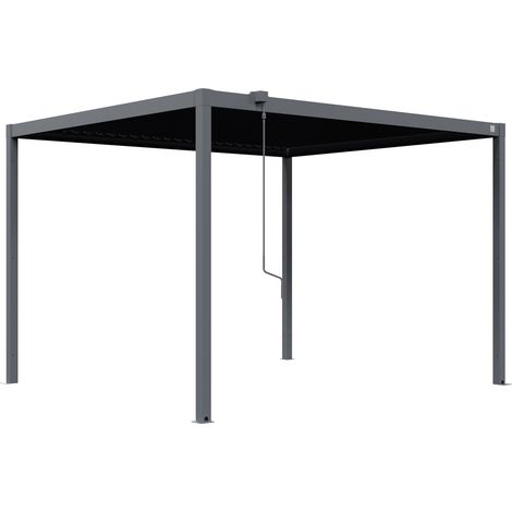 PRIMEYARD Pergola 3x3,5 m Pfosten und Lamellendach aus Stahl - anthrazitfarbene Terrassenüberdachung