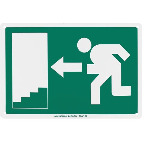 Panneau PVC SORTIE DE SECOURS EN HAUT 21x29 cm haute visibilité vert et blanc