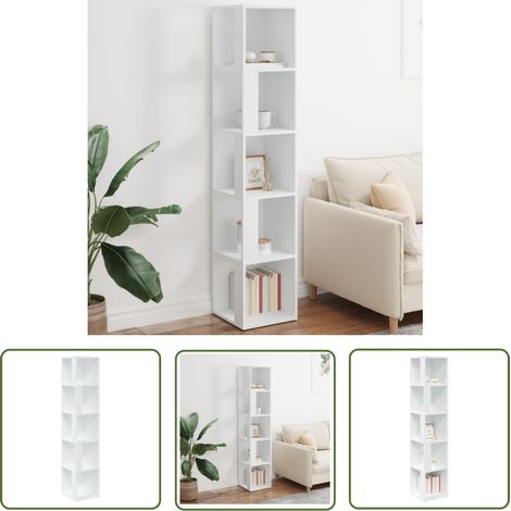 The Living Store Armoire d'angle Blanc 33x33x164,5 cm Bois d'ingénierie - Meuble D'angle - Armoire D'angle - Rangement Mural - Étagère D'angle - Meuble Blanc (1/10)