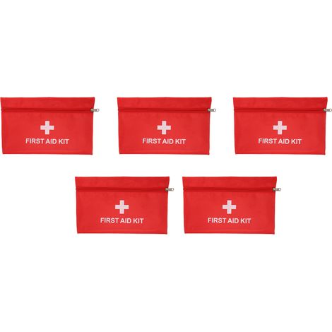 Lot de 5 sacs à médicaments vides et portables en nylon imperméable rouge, idéaux pour la maison, l'extérieur et les voyages, petits (20 x 14 cm). (1/5)