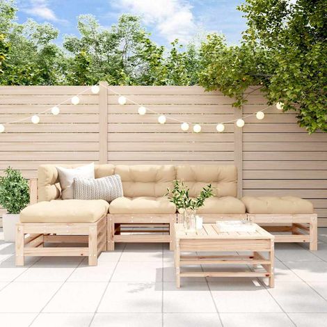 vidaXL Juego de muebles de jardín 6 piezas madera maciza de pino (1/5)