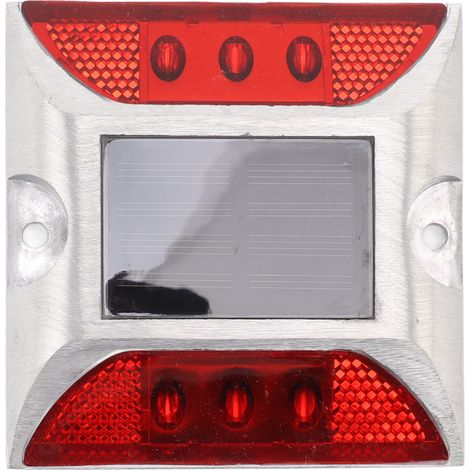 Lampe solaire de terrasse à 6 LED, lampe réfléchissante double face rouge pour allée et autoroute (1/5)