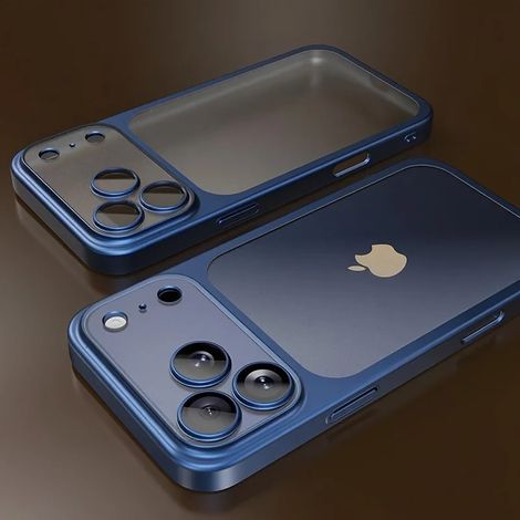 Coque pour iPhone Air bleu, avec protection pour cadre et objectif, matériau rigide pour une protection optimale contre les chutes. (1/4)