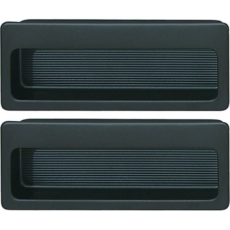 2x Poignée coquille rectangulaire à encastrer et coller intégration invisible en acier noir intérieur mat 75x32mm Meuble Cuvette Cuisine Porte coulissante Tiroir Placard (1/2)