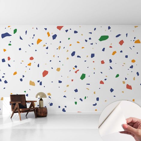 Selbstklebend Tapete - abwaschbar - Arbeitszimmer - Esszimmer- Top Qualität Regenbogenfarbene Stücke 416x254 cm