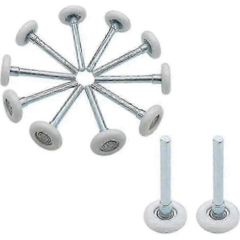 Lot de 12 roulettes de porte de garage en nylon de 4,6 cm (1,8 pouce) avec tige de 10,2 cm (4 pouces), roues silencieuses compatibles avec les rails de porte (édition 0724) (1/5)