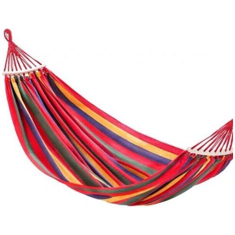 Hamac Swing pour Voyage Camping, 1 Person Grand 280 80cm/ Coton Respirant/Charge 150KG Lit Simple Balançoire dans la Plage, Patio, Porche, Jardin Suspendu