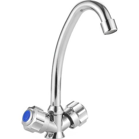 Robinet - AVIZAR - Robinet à double commande - Bec pivotant - Tube incliné - Finition chromée (1/4)