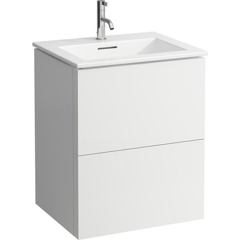 Meuble sous-vasque KARTELL 600 x 500 mm, avec vasque, 1 trou pour robinet blanc / gris galet LAUFEN