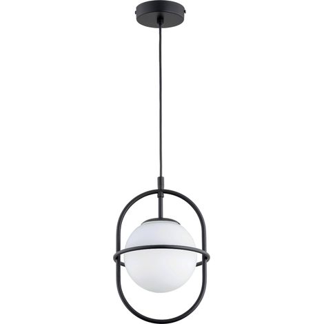 Suspension loft noire verre globe blanc E14 Alfa Juno (1/3)