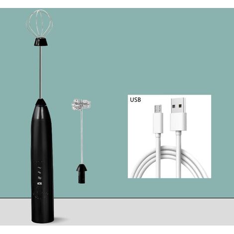 Espumador de leche eléctrico USB de acero inoxidable (negro)