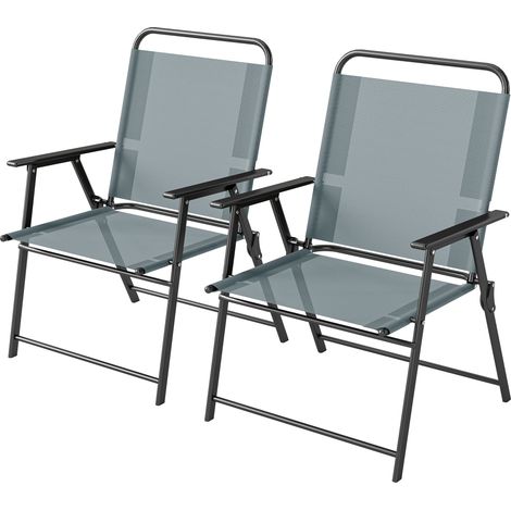 Set mit 2 klappbaren Gartenstühlen, grauer Netzsitz