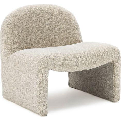 Fauteuil lounge en tissu - Beige chiné - Malo (1/5)