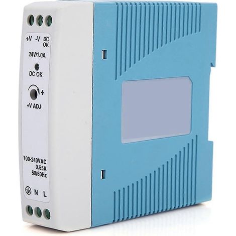 Alimentation sur rail DIN MDR-20-24 avec une sortie et un interrupteur