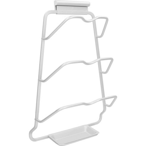 Organisateur de couvercles de casseroles, support en aluminium en forme de S avec bac de récupération, capacité 3 couvercles, charge max 30 kg, gain de place pour cuisine. (1/5)