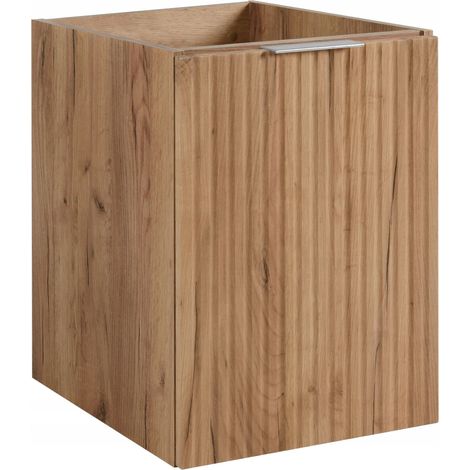 Rodan Badschrank 40 cm, Braun Matt und Holz, 46 x 40 x 57 cm, geriffelte Türen, ohne Waschtischplatte, 2 Ablagen, feuchtraumgeeignet