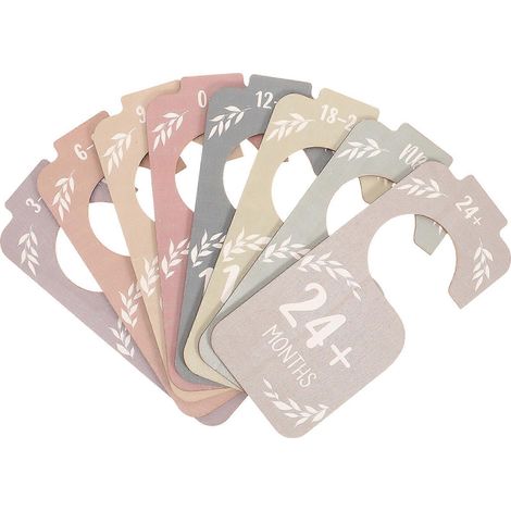 Lot de 8 séparateurs en bois pour penderie bébé, séparateurs de tailles pour vêtements bébé, séparateurs pour cintres bébé (1/5)