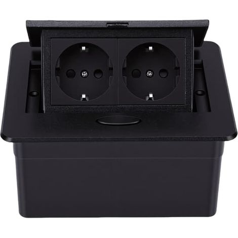 Boîtier de prise encastré avec prise, noir, pour bureau et usage domestique (1/5)