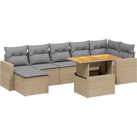 Maison Exclusive - Salon de jardin avec coussins 8 pcs beige résine tressée (1/3)