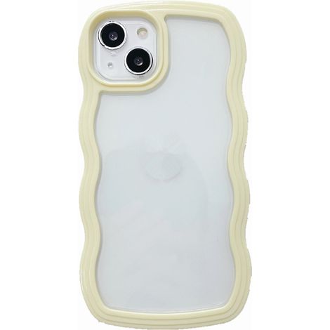 Coque blanche pour iPhone 13, motif ondulé simple et élégant, coque transparente et mignonne pour femme, coque de protection antichoc en silicone souple. (1/3)