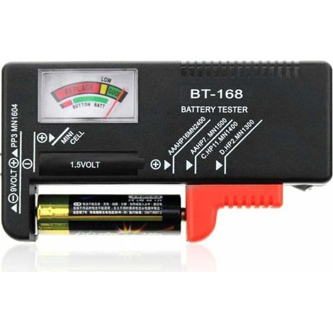 Probador de baterías BT168 - Comprobador de baterías universal para terminales AAA, CD, 9V y 1.5V - Crezuo