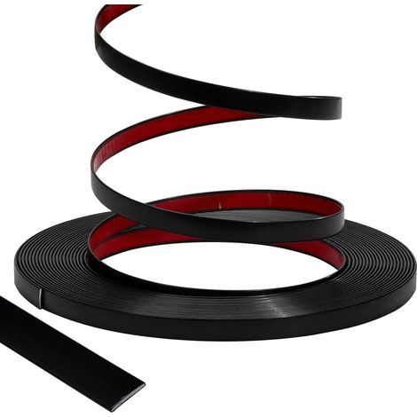 Bordure décorative, bande de décoration auto-adhésive pour portes, fenêtres, miroirs flexibles,armoires, et bordures(Noir,10mm x 12m) (1/5)
