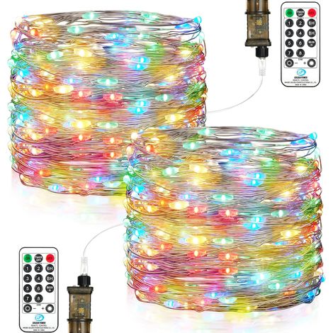 Guirlande Lumineuse Chambre, 23M 200LEDs Guirlandes Lumineuses à LED, 8 Modes Etanche avec Prise pour Décoration Intérieure Extérieure, Noël, Jardin, Anniversaire, Mariage (Blanc Chaud, Lot de 2)