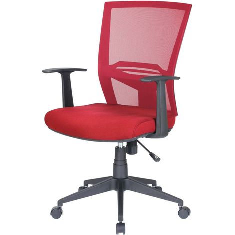 Dmora - Chaise de bureau Dlom, Chaise de direction en maille avec accoudoirs, Siège de bureau ergonomique, 59x64h96/106 cm, Rouge
