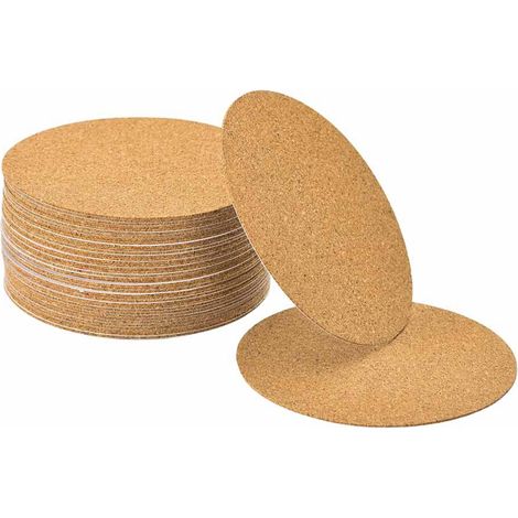 Lot de 10 sous-verres ronds en liège (10 cm, 2 mm d'épaisseur), liège naturel, résistant à la chaleur et antidérapant, pour verres, tasses et ustensiles de cuisine