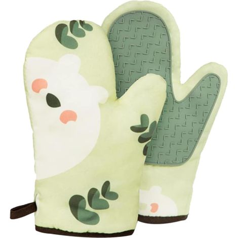 1 paire de gants de cuisine verts antidérapants en silicone, gants de four, gants de cuisine en silicone, gants de pâtisserie, gants anti-brûlure, ga (1/5)