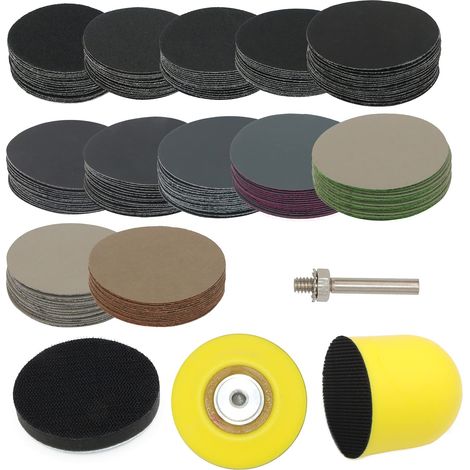 184 Pièces Auto-agrippant Disques Abrasifs 50 mm Grain 60-10000 (1/5)