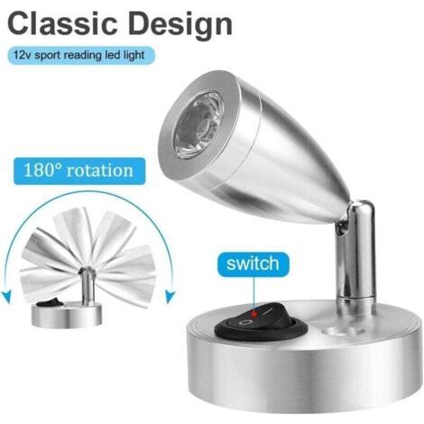 12V LED Spot Lampe de Lecture Interrupteur Réglable Lumière Chaude pour Camping Car Van Bateau Led Lumière Intérieure (2 PCS)-- (1/3)