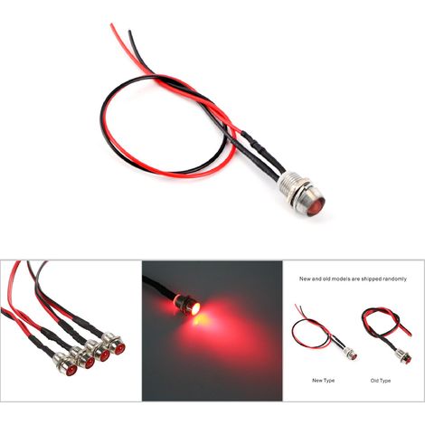 4 Pcs Voyant LED 12V 8mm Rouge pour Tableau de Bord Voiture Camionnette (1/5)