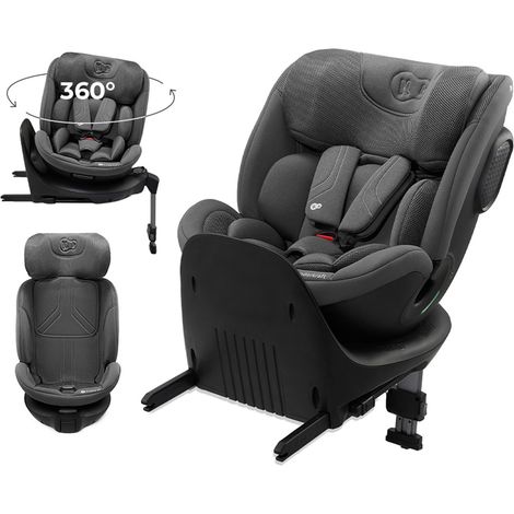Kinderkraft XRIDER2 Seggiolino auto 0-21 kg, I-SIZE 40-150 cm, Seggiolino 360 girevole, con Isofix Base, Reclinabile Posizione sdraiata, FWF, RWF, reclining, Gris (1/5)