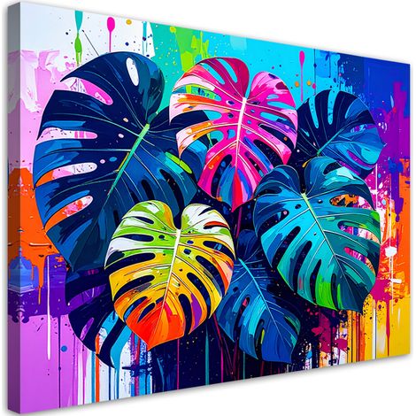 Wandbild Bunte Blätter Monstera 90x60 cm (1/5)