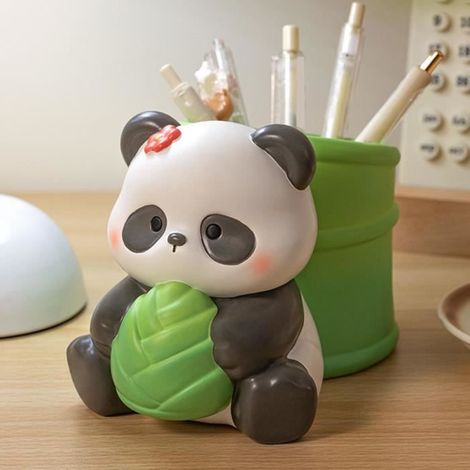 Duokon porte-crayon Panda Porte-stylo, Porte-stylo Panda Mignon, Porte-stylo en Résine de Grande capacité, creatifs recharge