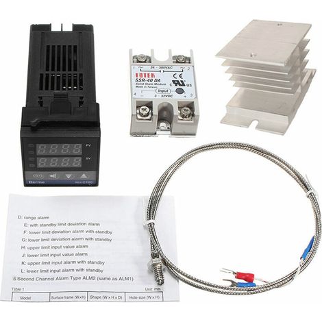 Intelligent temperature controller + 1-meter probe + 40A solid-state relay + fast-dissipating aluminum block (1/4)